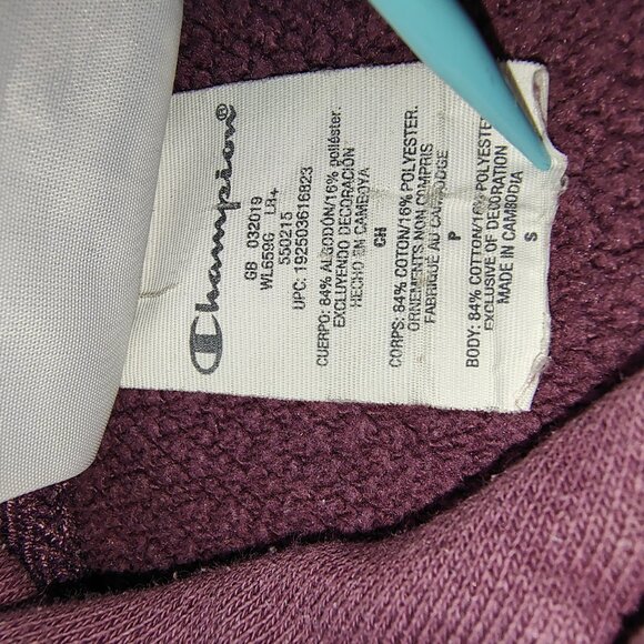 Champion Reverse Weave Hoodie Women's Size Small Pink Purple Cropped Athletic - Picture 7 of 11